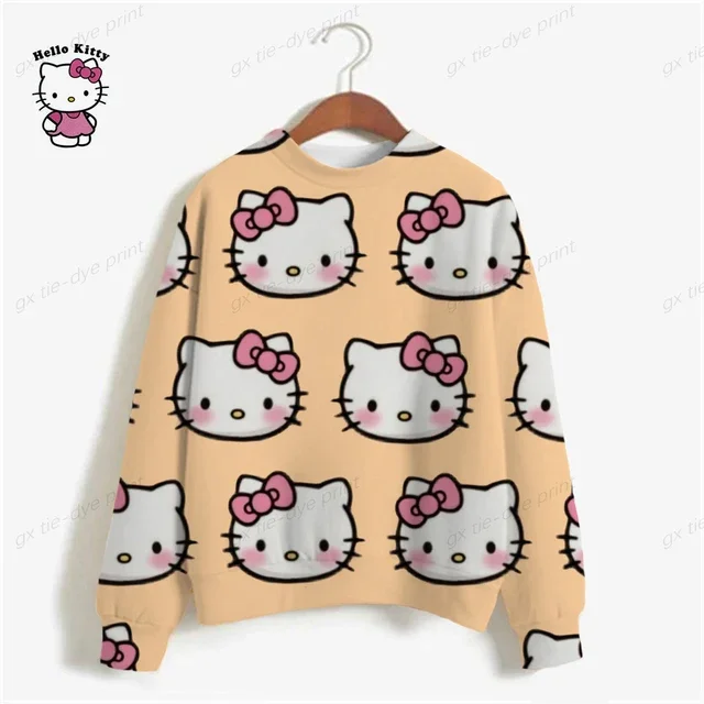 thumbnail image 1 of Sudadera con capucha con estampado de HELLO KITTY para mujer, suéter holgado con estampado de dibujos animados, moda coreana, elegante, fino, y2k, otoño, 1 of 3