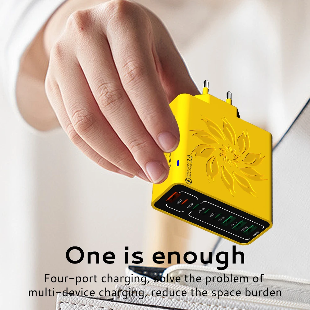 65W USB Charger Fast Charge Multi Ports Power Adapter Type C Fast Charging Charger Quick Charge 3.0 Travel Adapter For Household