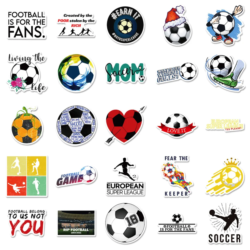 

10/50PCS Cartoon Football Sports Lovers Sticker Refrigerator Motorcycle Skateboard Laptop Luggage Toy Sticker Wholesale