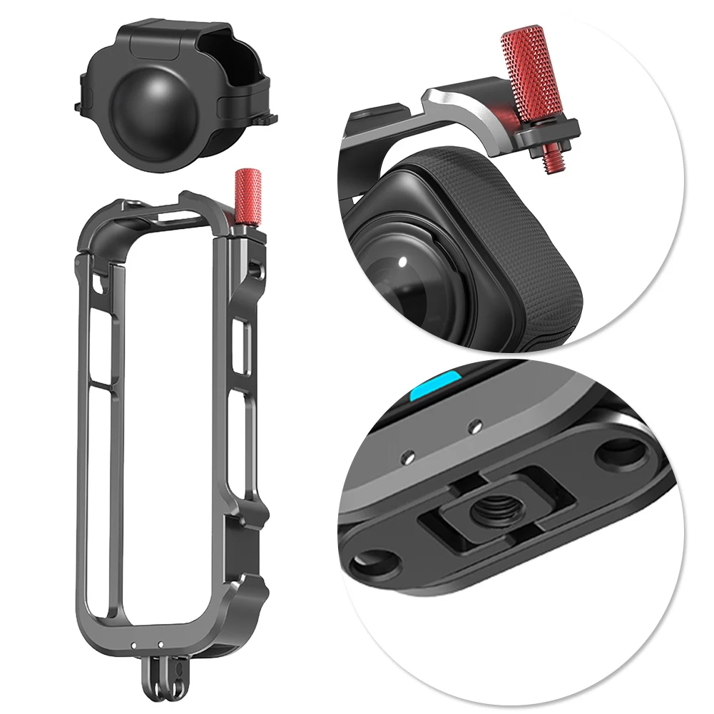 렌즈 캡이 있는 보호 프레임, 액션 카메라 프레임 케이스, 퀵릴리즈 장착 브래킷 케이스, Insta360 X4 액션 카메라용 케이지