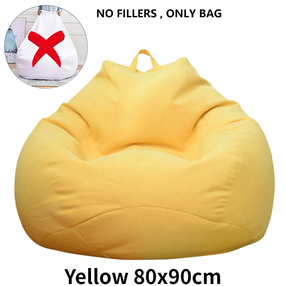 Linen Cloth Lazy Sofa Cover for Bean Bag Loungers - Solid Color Chair Slipcover for Living Room Seating