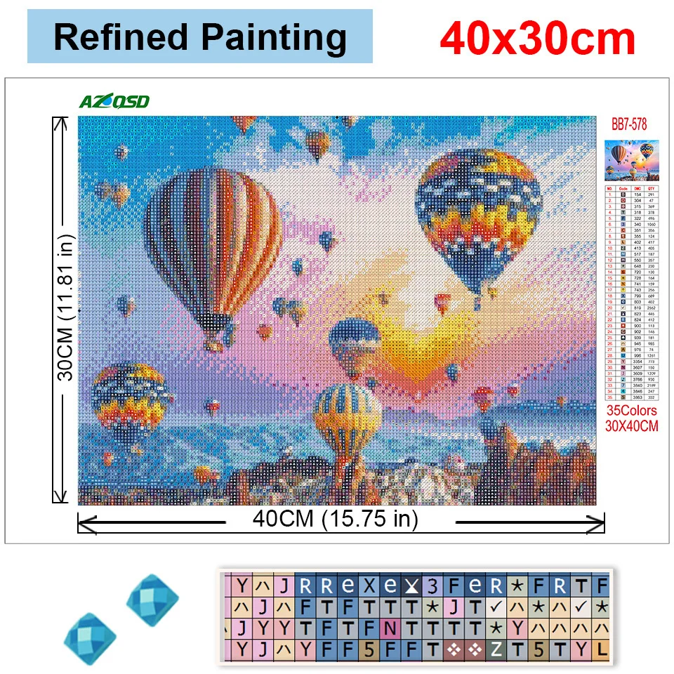 Diamond Painting Painting Set Diamond Art Kits Hot Air Balloon Needlework Full Square Painting Art