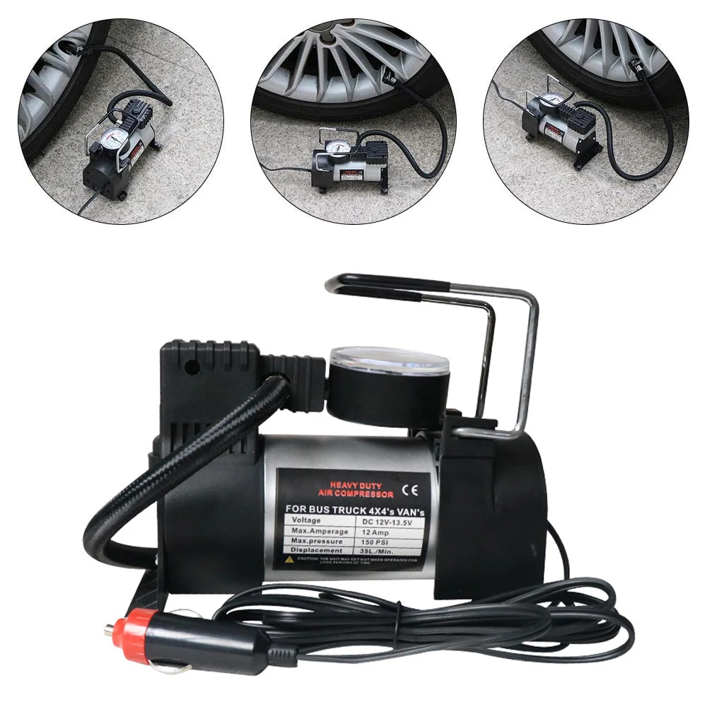 

Air Pump 12V 150PSI Electric Inflator Compressor&2.7m Cord Portable Tire Inflator Pump Mini Car Tire Inflator For Heavy Vehicles