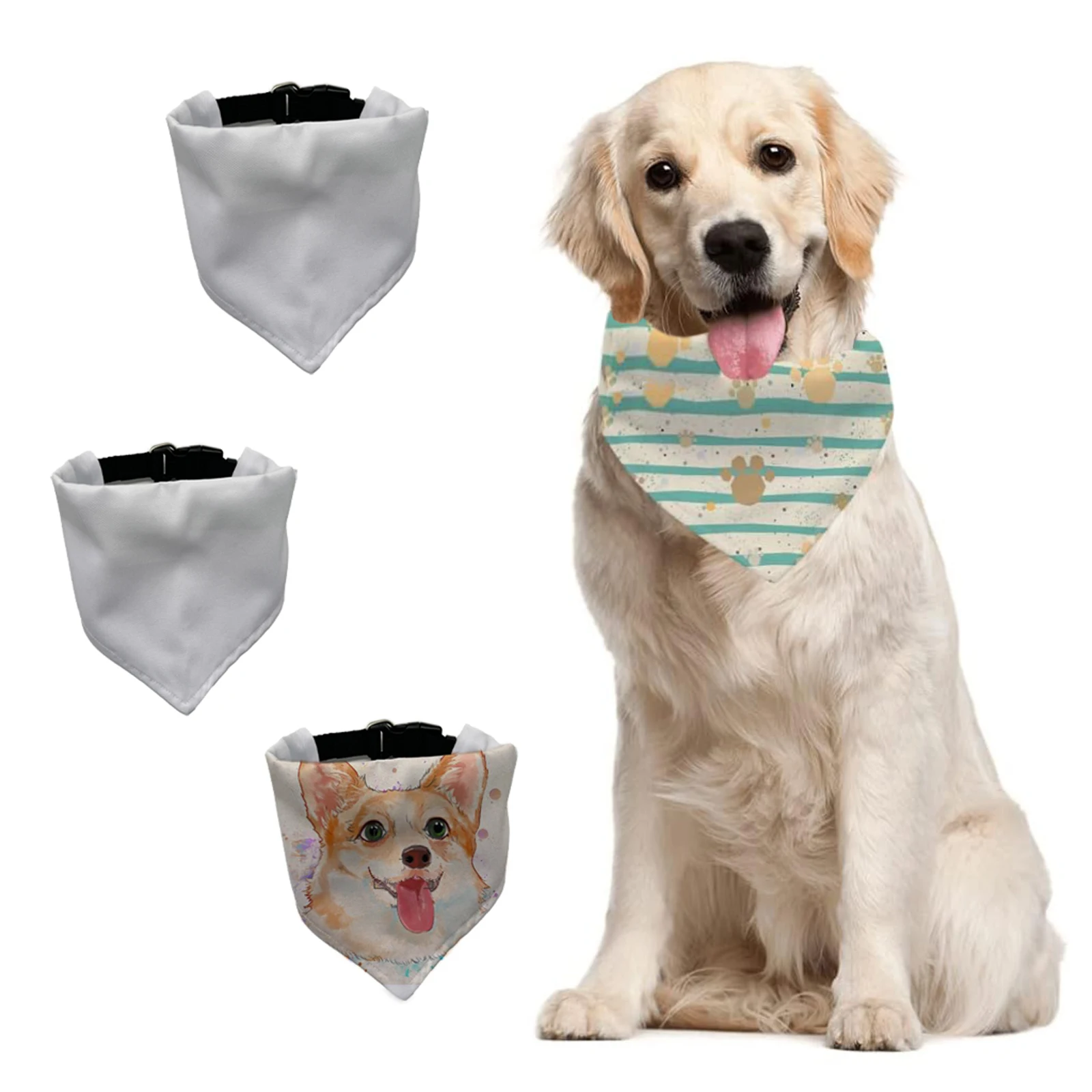 

15pcs Sublimation Blank Pet Bandana Pet Scarf Heat Transfer Washable Triangle Pet Scarf for Dogs Cats with Adjustable Buckle