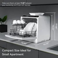 Countertop Dishwasher, 5 Washing Programs Portable Dishwasher With 5-Liter Built-in Water Tank For Glass Door 2