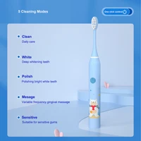 5-speed Sonic Electric Toothbrush Cartoon for Kids Teeth Whitening Children's Tooth Brushes Rechargeable with Replace Heads IPX7 2