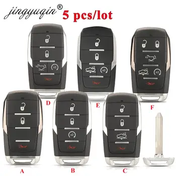 Keyforkess 5pcs Smart Remote Car Key Shell Case per Dodge RAM 1500 Limited LongHorn 2019 2020 2021 Fob OHT-4882056 Housing