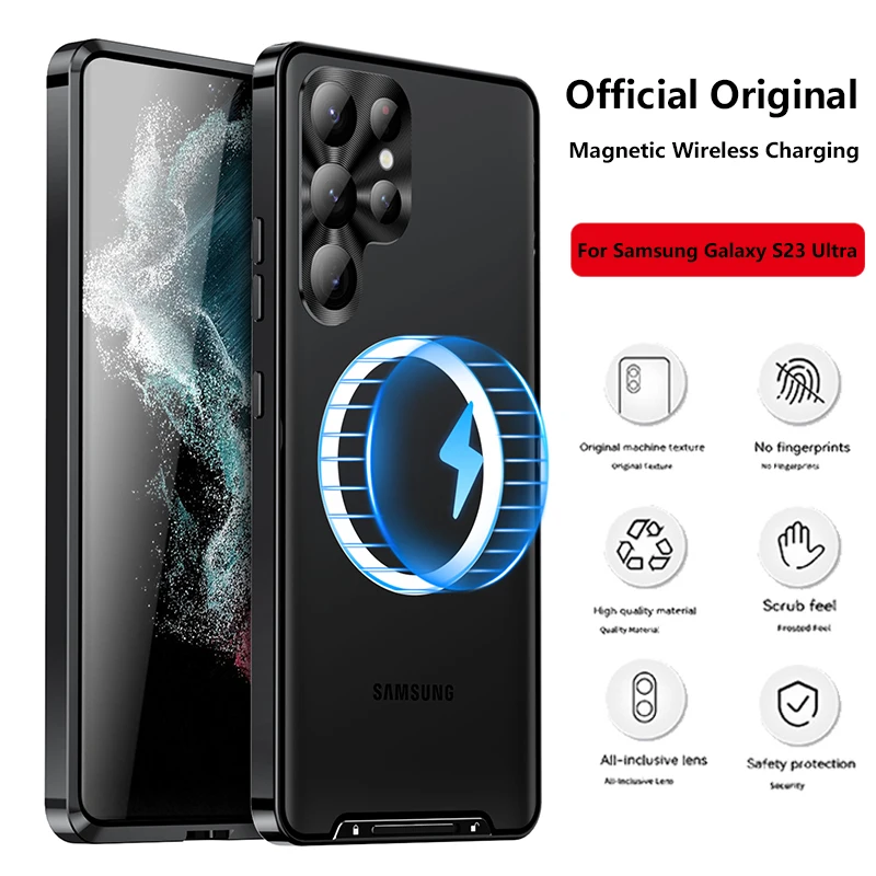 

Z-SHOW Ultrathin Metal Shell For Samsung S23 Ultra Case Magnetic Wireless Charging Shockproof Cover For Galaxy S23 Ultra Case