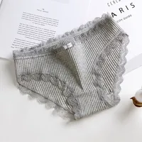 Culotte en dentelle avec nœud papillon pour femme, sous-vêtement, lingerie, slip, taille basse, solide, en coton, nouvelle collection, K019 4