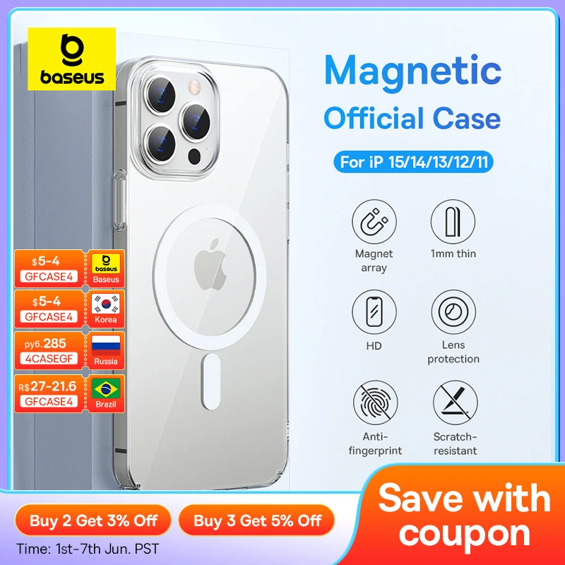 Baseus Magnetic Case for iPhone 15 14 13 12 11 Pro Max Wireless Charging Cover For iPhone 15 13 12 Pro Max PC Magnet Phone Case