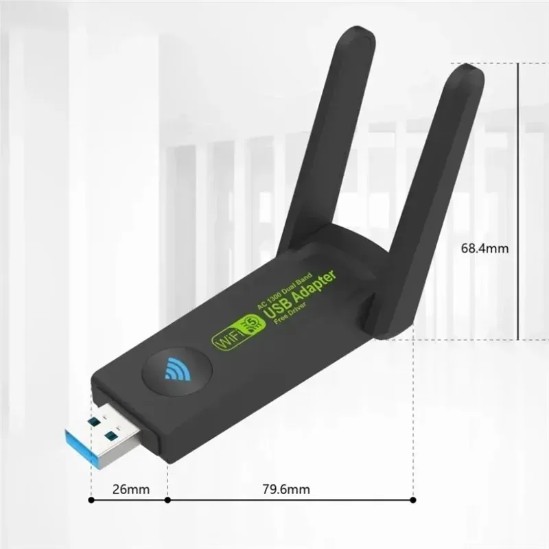 PC 데스크탑 노트북용 무선 USB 와이파이 어댑터, 1200Mbps 와이파이 동글 USB 네트워크 카드, 듀얼 밴드 2.4G, 5.8G 리시버, 1300Mbps