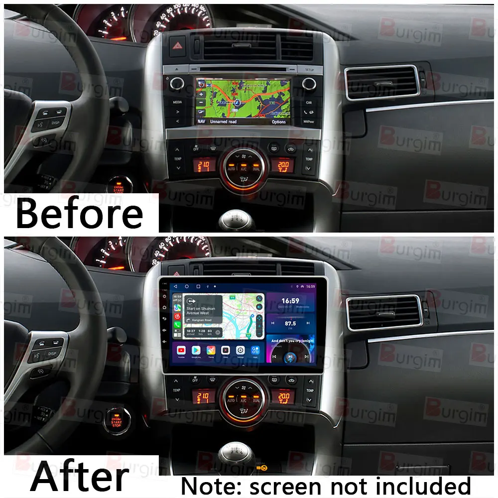 Sound way - Radio paneel kit 2-din bevesitigingskit Voorpaneel Frame Geschikt voor Toyota Corolla Verso 2004-2009