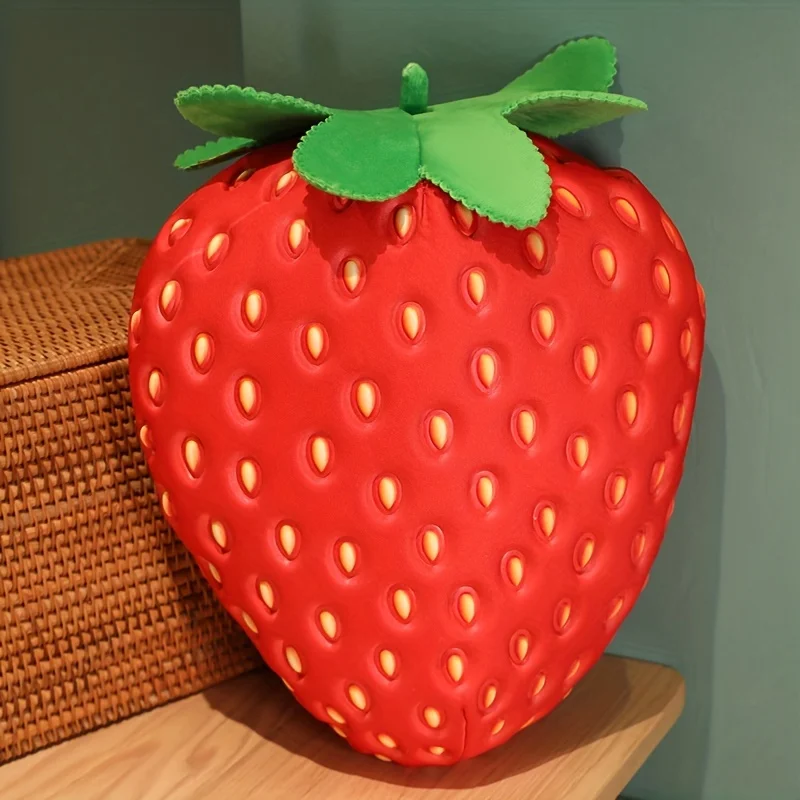 Cuddly Strawberry Plush Pillow Soft Toy Simulation Fruit Toy Stuffed Fruit Plushies Snuggly Pillow Birthday Gift for Kid & Adult 5