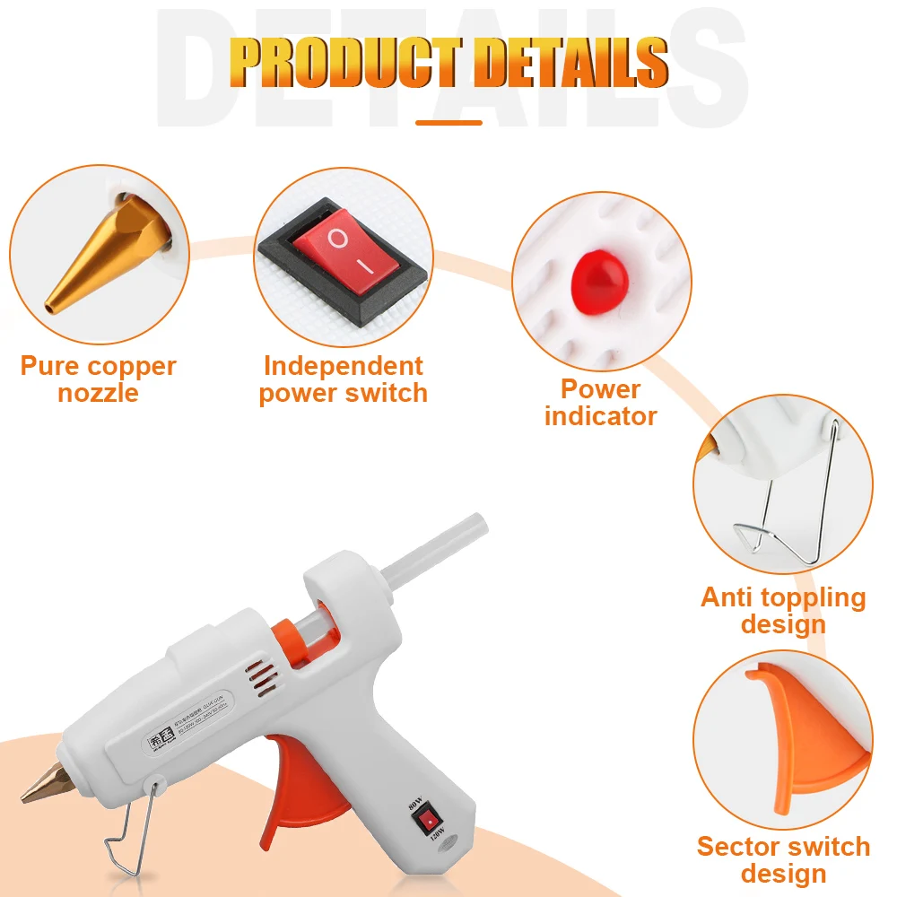 80W Hot Melt Glue Gun With 11*200MM Glue Stick DIY Mini Guns Adhesive Stick Hot Glue Gun Tools for Home Heat Tool 5