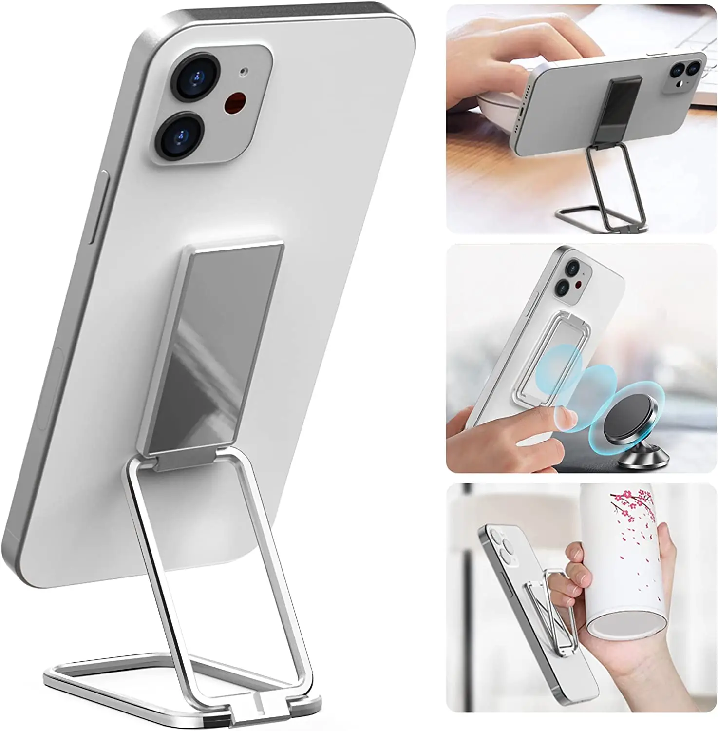 Foldable Phone Holder For Hand, Phone Ring Holder Kickstand Grip, Phone Stand For Magnetic Car Mount For Sony, Iphone Smartphone