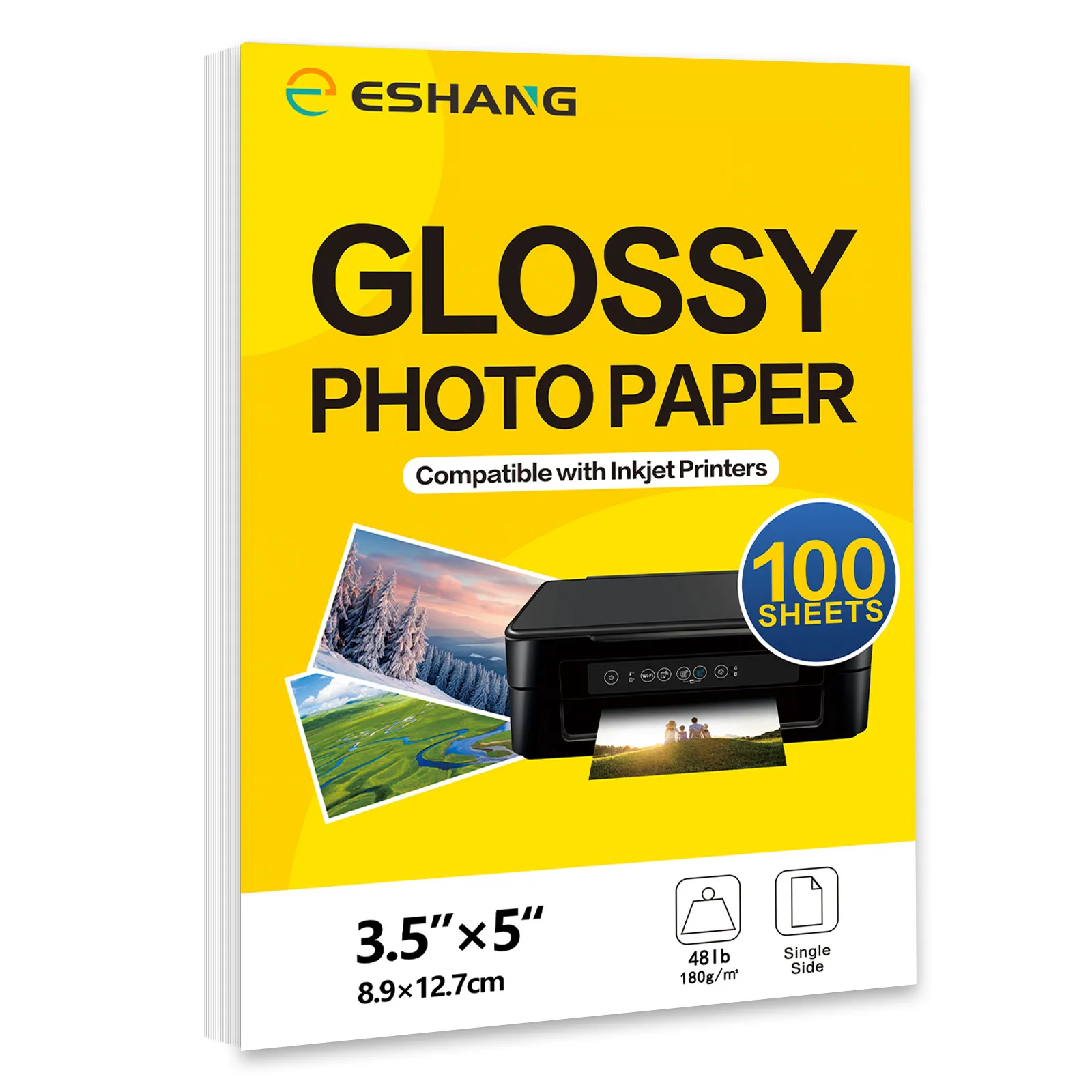 ESHANG Parlak Fotoğraf Kağıdı Mürekkep Püskürtmeli Yazıcılar İçin 3.5X5 4X6 5X7 A4