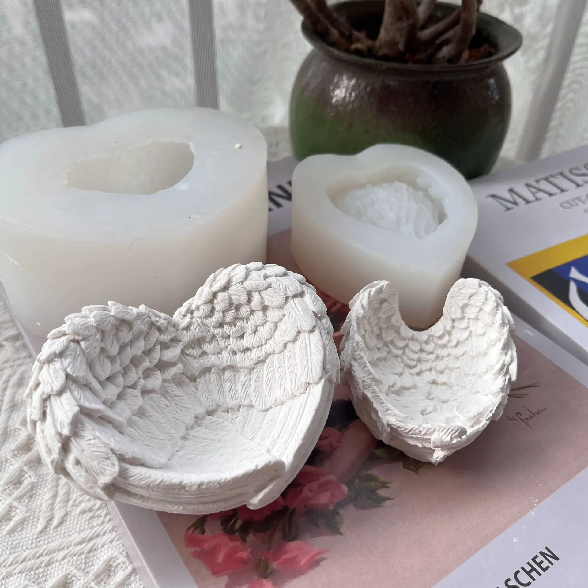 3D Angel Wings Candle Holder Silicone Mold Storage Box Jewelry Organizer Silicone Molds for Soap Epoxy Resin DIY Home Decoration silicone mold