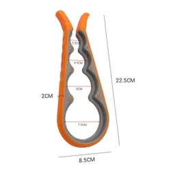 Multi-Function Jar and Bottle Opener with Non-Slip Silicone Handle (Orange)