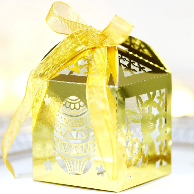 

20pcs Rabbit Bunny Paper Candy Cookie Box with Lace RibbonKids Easter Party Favors Gifts Packaging Boxes Birthday Baby Shower