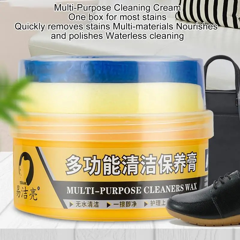 White Shoe Cleaner Cream 350g Leather Conditioner Multipurpose Stain Remover Leather With Sponge For Shoes Silicone Car