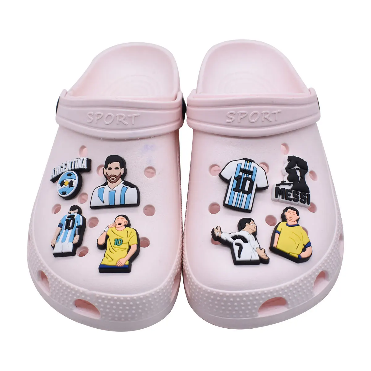 Shoe Charms 10-25pcs/set Football Star Cartoon Shoe Accessories DIY Decoration Clog Sandal Garden Buckle Kids Gifts