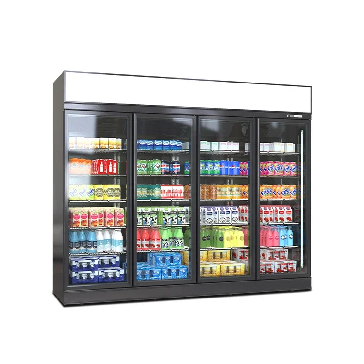 Vertical Large Capacity 4 Glass Door Display Cooler Beverage Refrigerators Fridge - Image 3