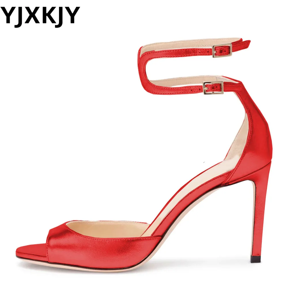 

YJXKYJ 2024 весенний Европейский Американский новый дизайн простые женские сандалии на тонком каблуке в римском стиле на высоком каблуке с тонким ремешком с открытым носком