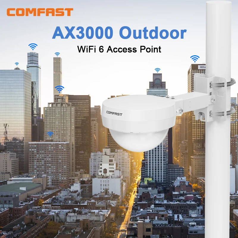 WiFi6 High Power AX3000 Outdoor Wireless Repeater AP Weatherproof 2.4G + 5Ghz WiFi Access Point 48V POE Wi Fi 360&deg; Coverage