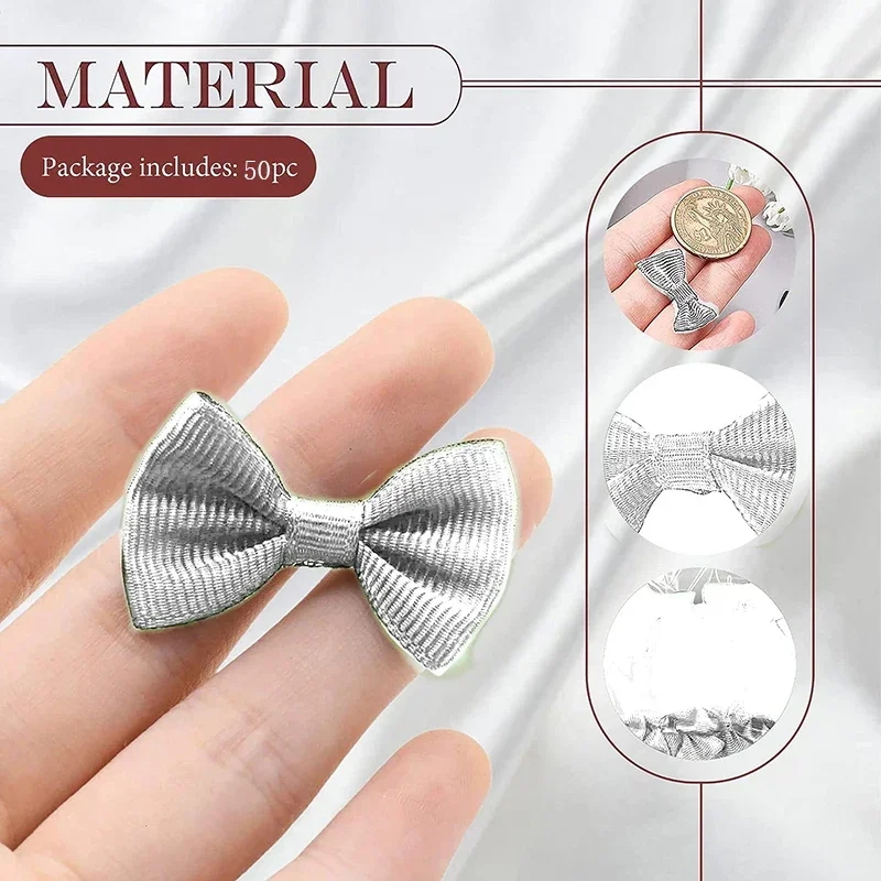 50 Pcs Mini Satin Bows Ribbon Vintage Soft Boutique Flower Bowknot DIY Sewing Craft Bow Home Wedding Party Decor Bowties ribbon bow decoration