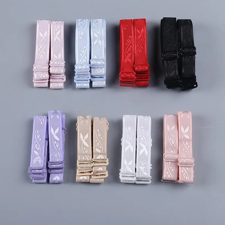 Bra Straps Women Slip Resistant Double Shoulder Elastic Brassiere Printing Replaceable 1Pair 1.5cm Width