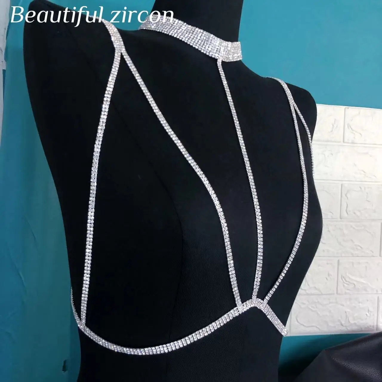 Sexy women's body jewelry bra chain shining crystal bra luxury Rhinestone beach bikini jewelry accessories gifts