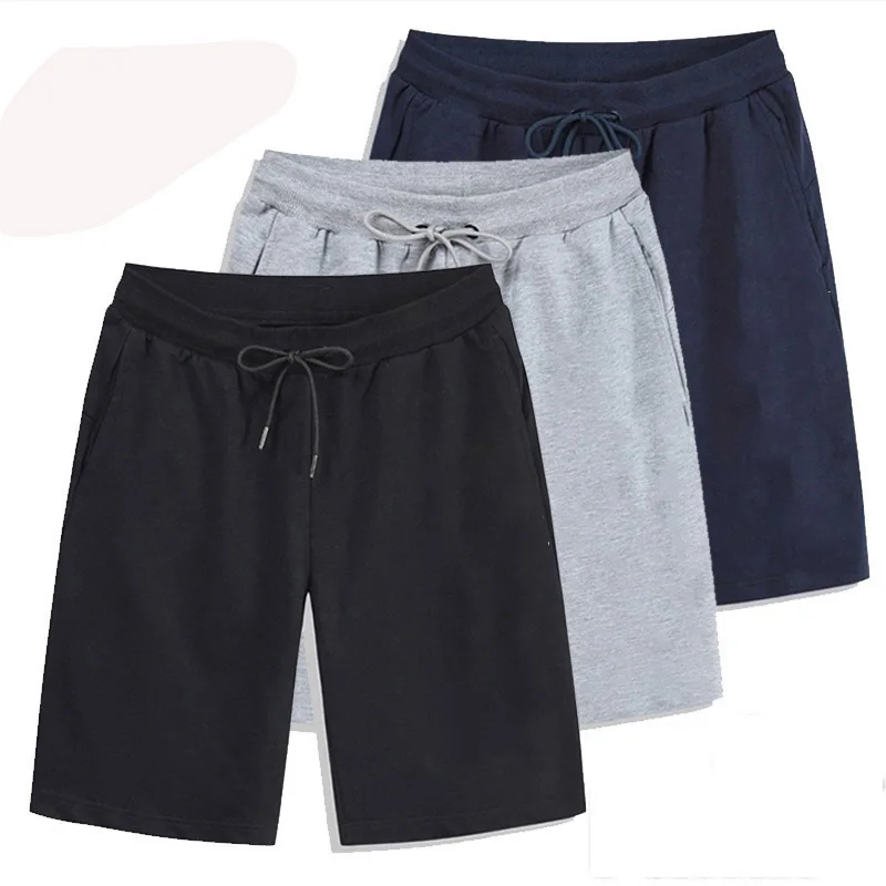 Summer Solid Men's Shorts Elastic Drawstring Shorts Joggers Loose Fitness Breathable Sports 5 piece Cotton Outfit Casual Pants 5