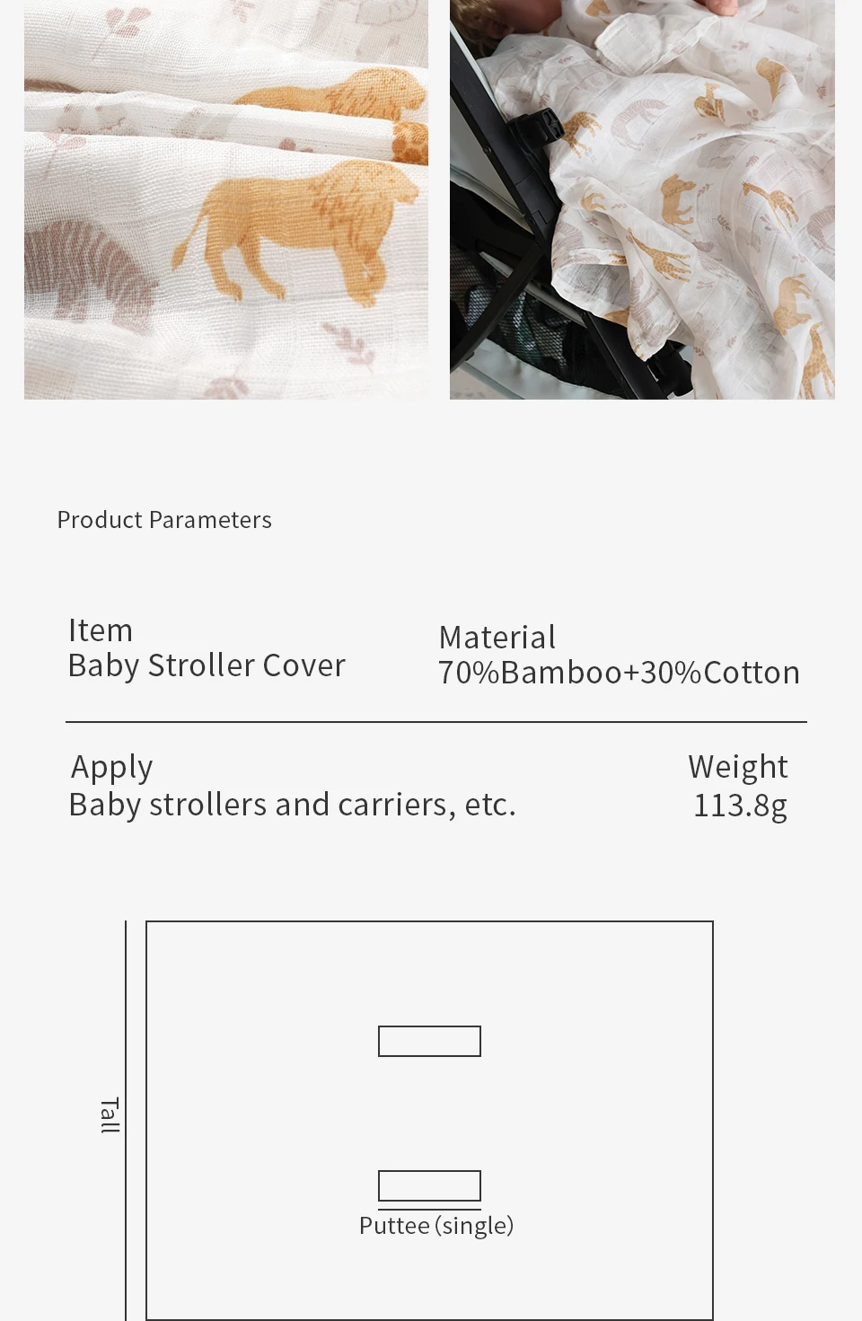 Description Picture 4 of itemKangobaby #My Soft Life# Baby Muslin Cotton Blanket Car Seat Cover Breathable Sunshade Cradle Newborn Stroller Accessory
