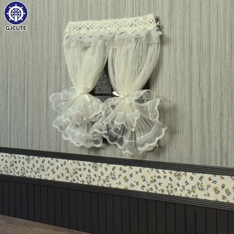 

1/12, кукольный домик кружевная оконная занавеска, миниатюрная мебель для спальни, аксессуары для украшения кукольного дома, детские игрушки