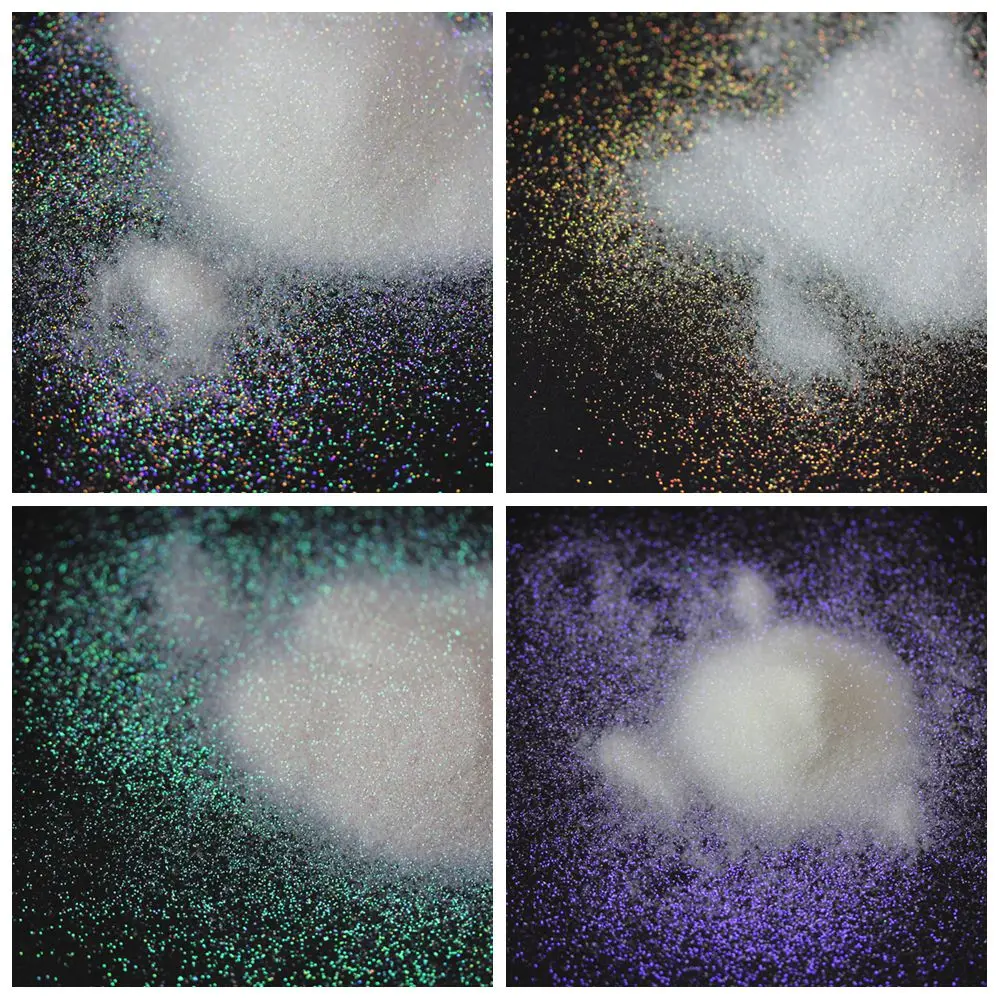 Tanie 0.2mm kolorowe białe Shinning Glitter pył holograficzne paznokcie pył Laser