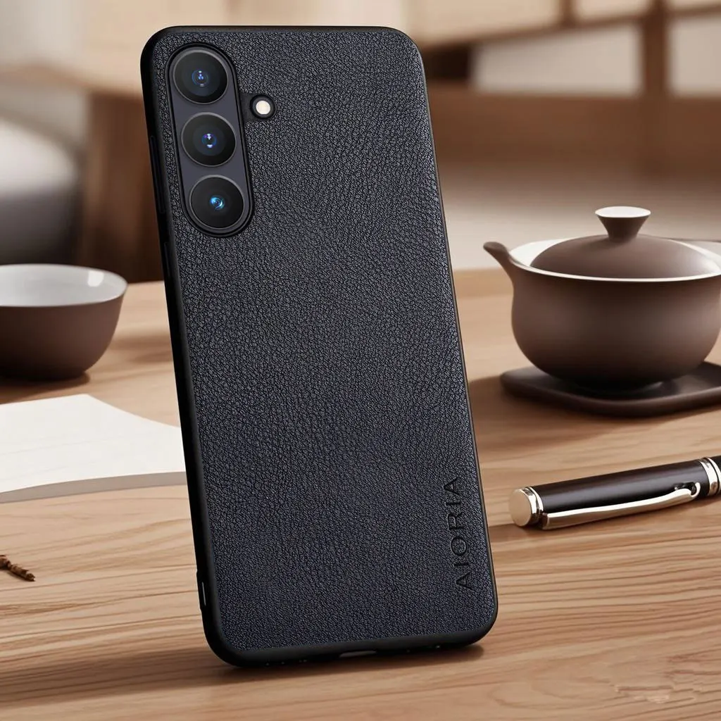 Elegant Vegan Lychee Pebbled Leather Phone Case - Premium Protective Cover