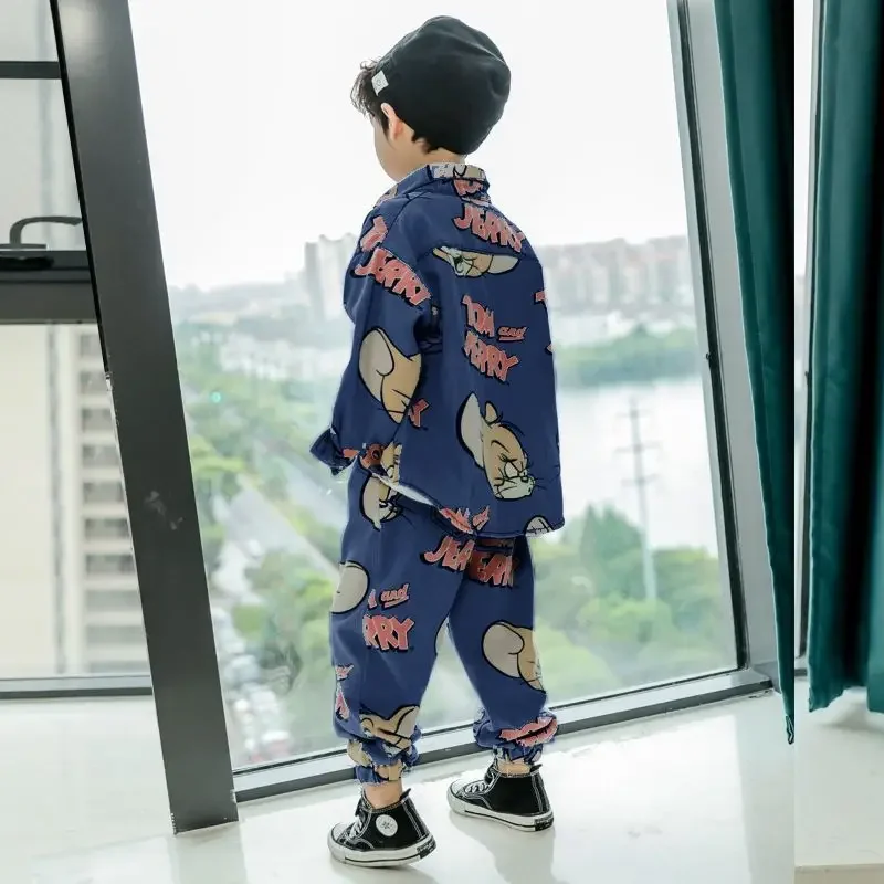 Ensemble veste et pantalon Demin pour enfants, vêtements actifs pour adolescents, tenue pour enfants de 3 à 12 ans, 2 pièces