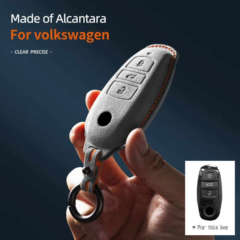 

Alcantara High-quality Car Key Case Cover Holder Smart Key Bag Accessories For VW Volkswagen 2010 - 2014 Touareg