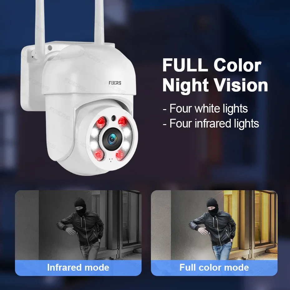 Fuers 3MP WiFi ߿  Ȩ  ȣ IP Ʈ PTZ   ī޶ IR ߰ ð