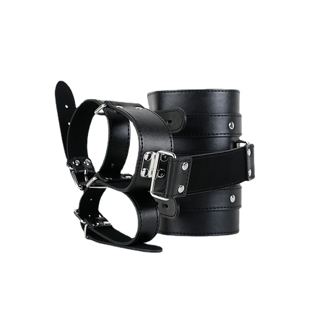 SM PU Leather Bondage Wrist Cuffs, Arm Binder Armbinder Restraints