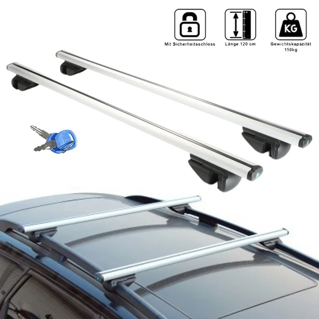 Universal 118cm Aluminum Roof Rack Cross Bars with Locks, 90kg Load Capacity, Adjustable Roof Rails, Heavy Duty Cargo Carrier for SUV, Sedan, Wagon, Compatible with Most Vehicles with Raised Side Rails, Anti-Theft Security Lock 1