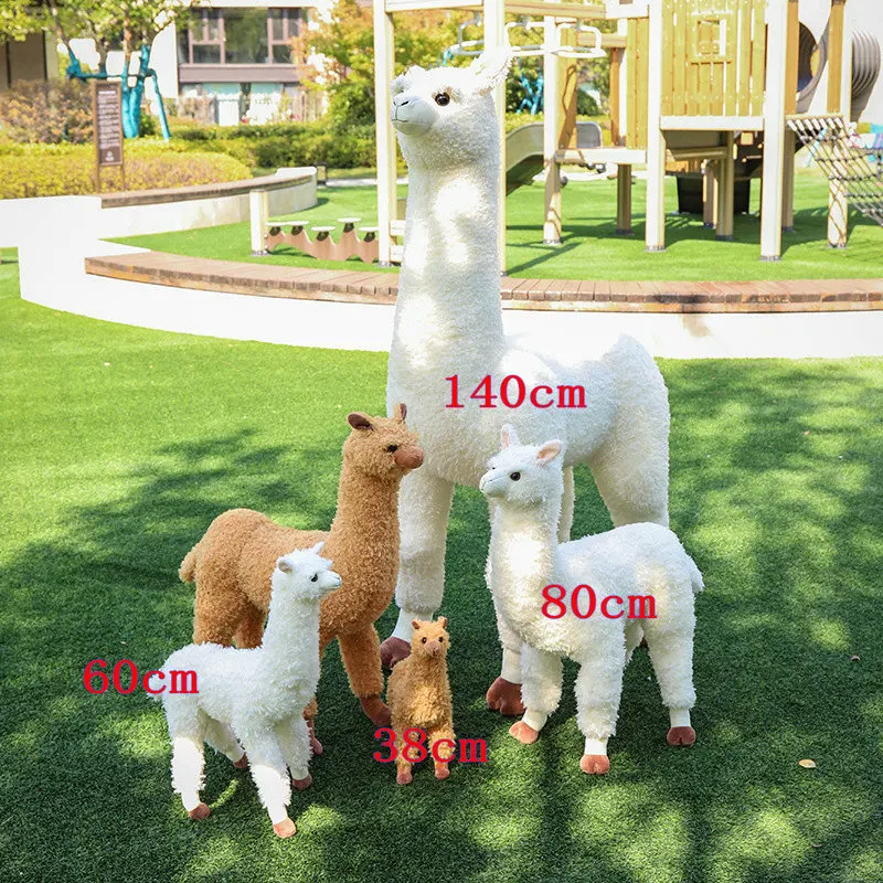 38-80CM 시뮬레이션 알파카 봉제 인형 귀여운 서 호주 알파카소 인형 소프트 라마 장난감