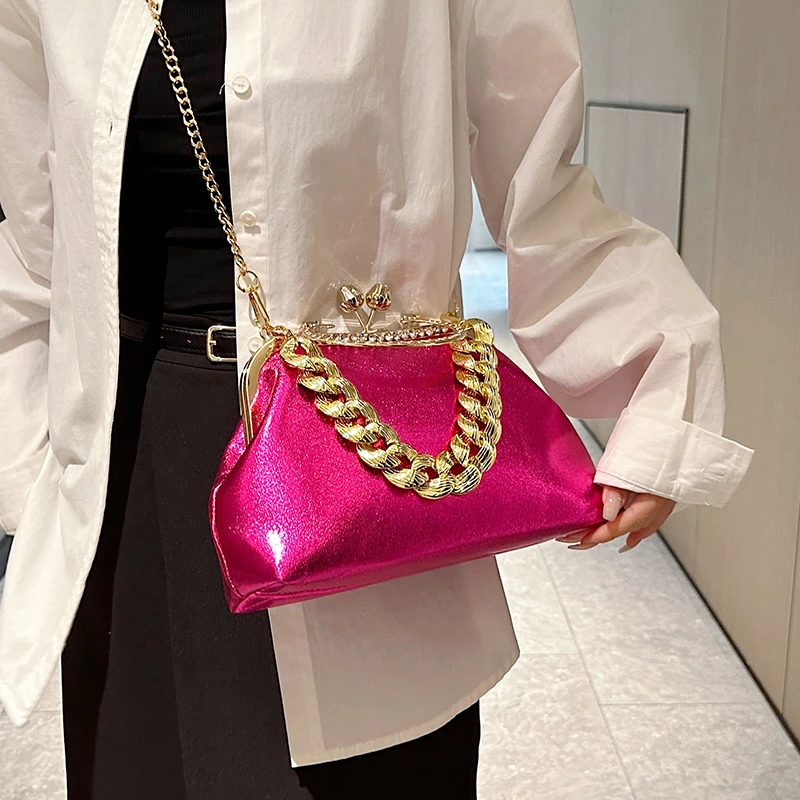 Top Brand Shoulder Bag Women Shell Clip Clutch Purse Winter Green Gold Silvery Black Coffee Handbag Designer Crossbody Bag