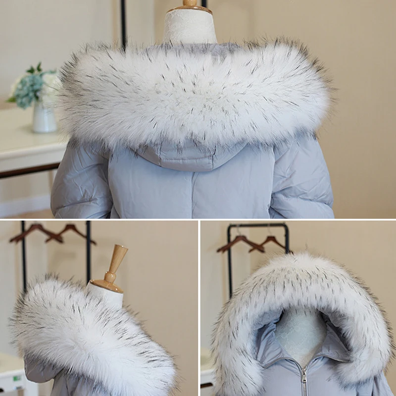 Winter Faux Fur Collar Gradient Color Thicken Warmer Fur Collar Shawl For Women Men Parkas Down Coat Jackets Hood Fur Warm Scarf 2