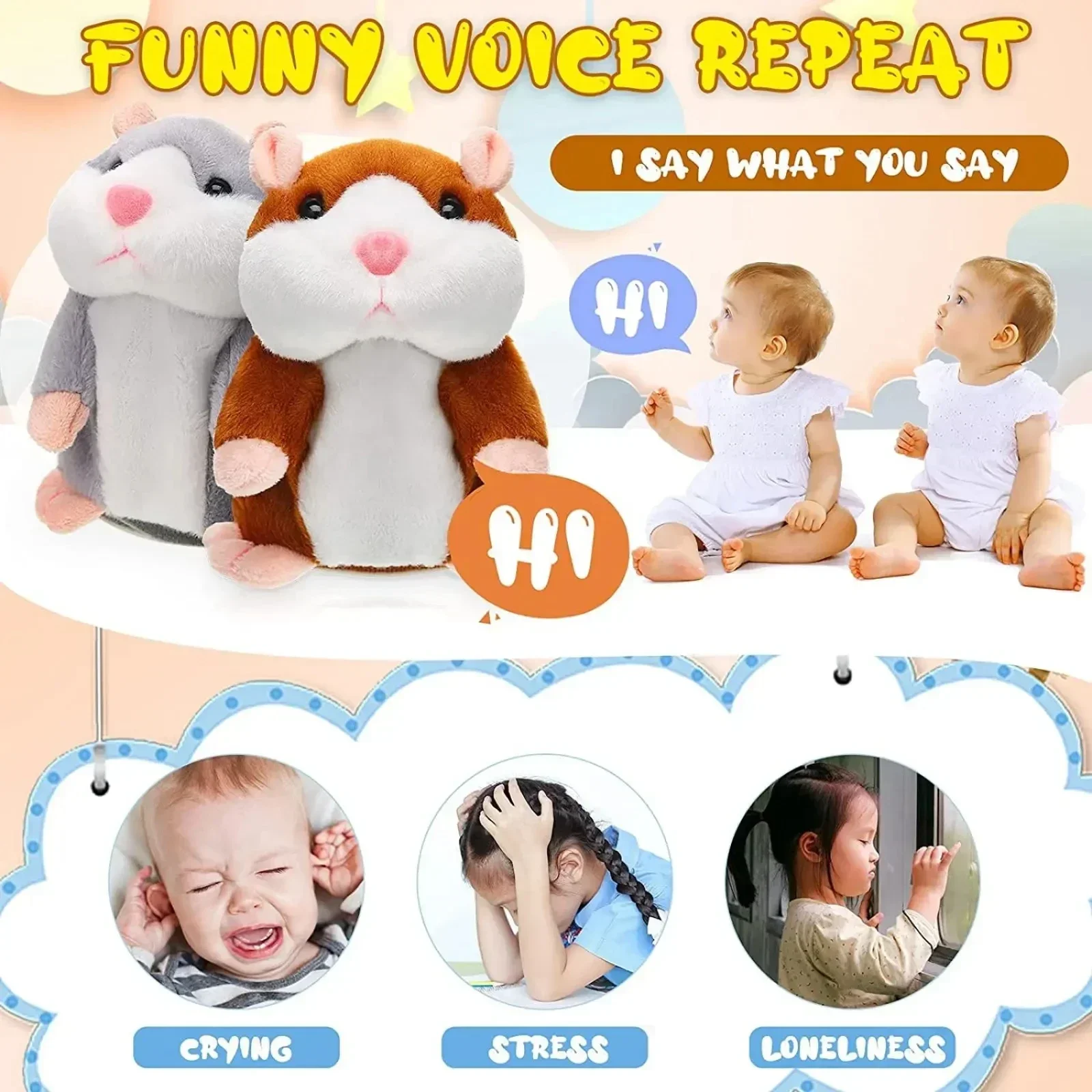 Imitation Talking Little Hamster Animal Plush Talking Nod Hamster Doll Soothing Crying Baby Toy Funny Toy Children Gift