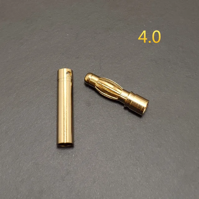 10 Connettori Proiettile Oro 4 Mm: Basso Profilo, Per Batterie Lipo RC, Spine Banana