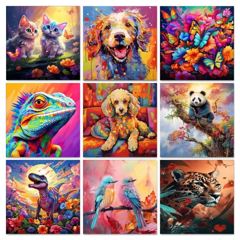 

GATYZTORY Oil Painting By Numbers Colorful Animal Pictures On Numbers Cats Handiwork Coloring By Numbers For Adults Home Decors