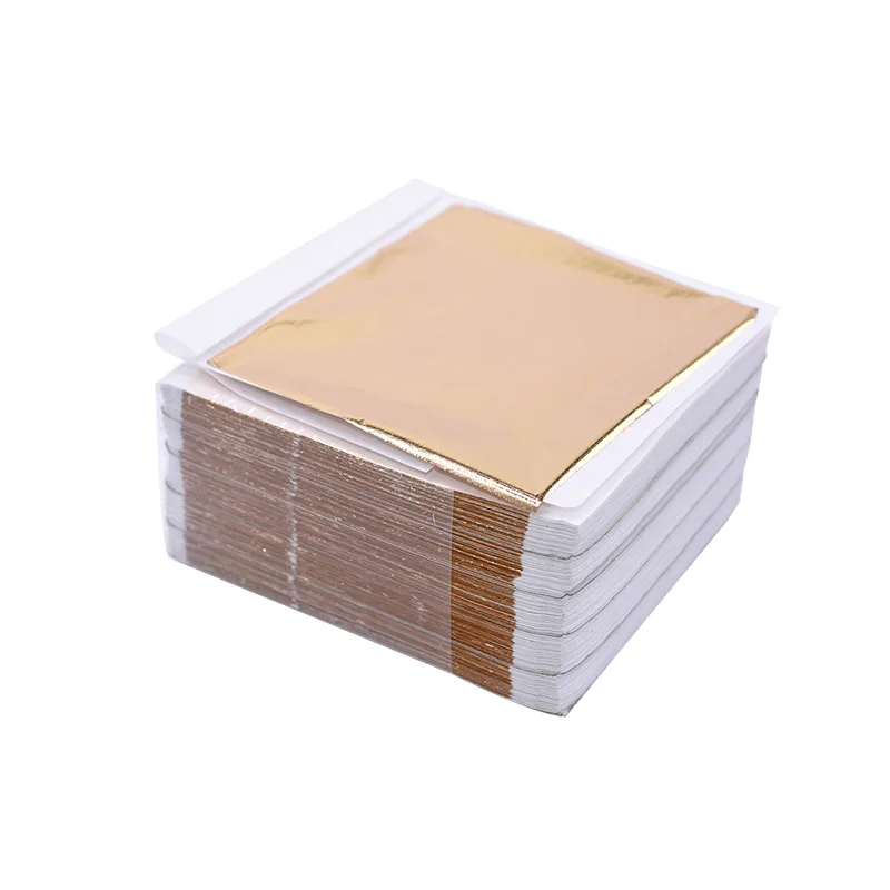 100pcs Imitation Gold Sliver Leaf Foil Papers for Gilding Funiture Lines Wall Crafts Handicrafts Gilding Decor DIY Nail Art