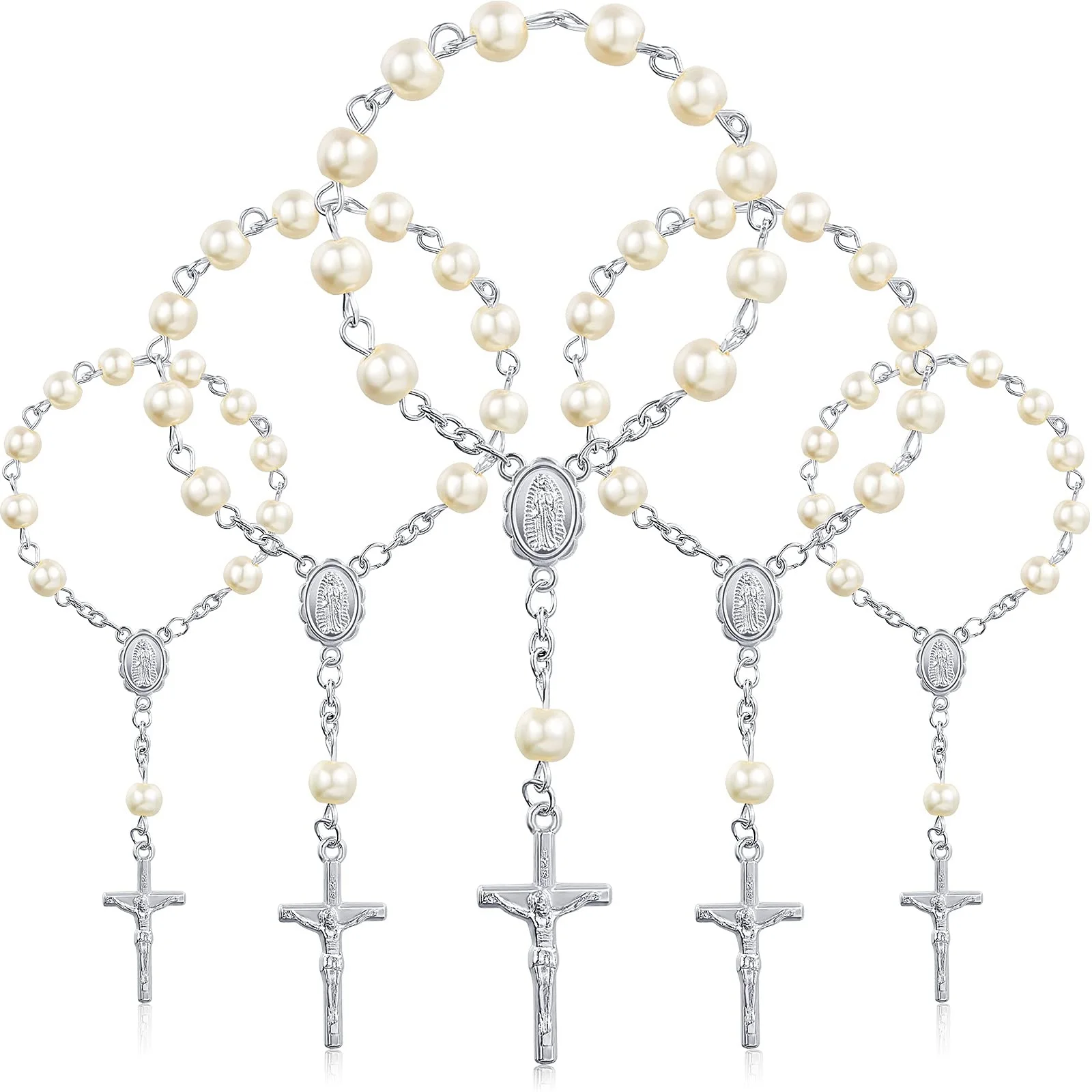 

30Pcs Baptism Rosary Beads Finger Baptism Rosaries Faux for Baptism Favors Favors Communion Favors