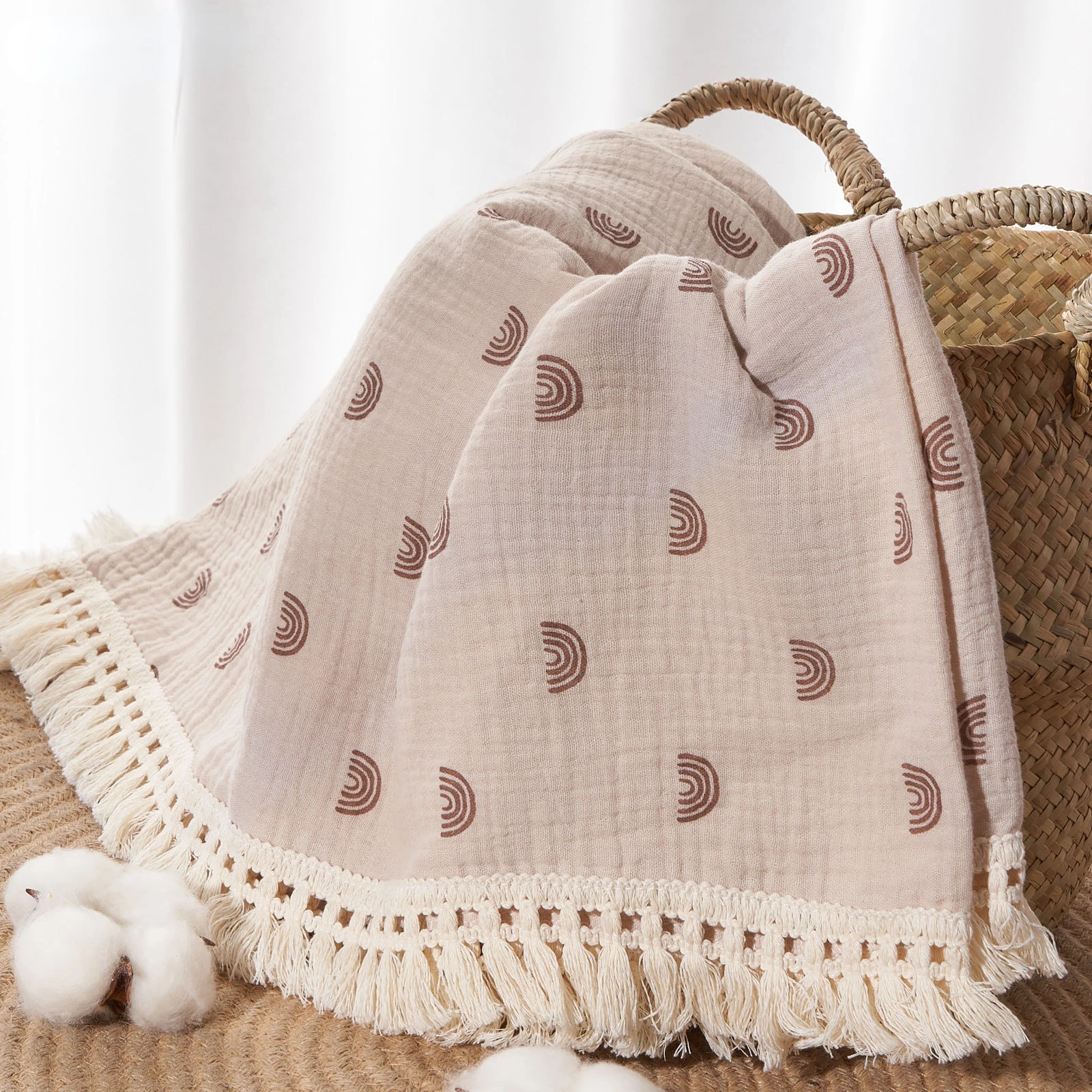 

Muslin Cotton Baby Blankets Newborn Boys Girls Tassel Swaddle Wrap Blanket Infant Kids Stroller Bedding Basket Quilt Accessory
